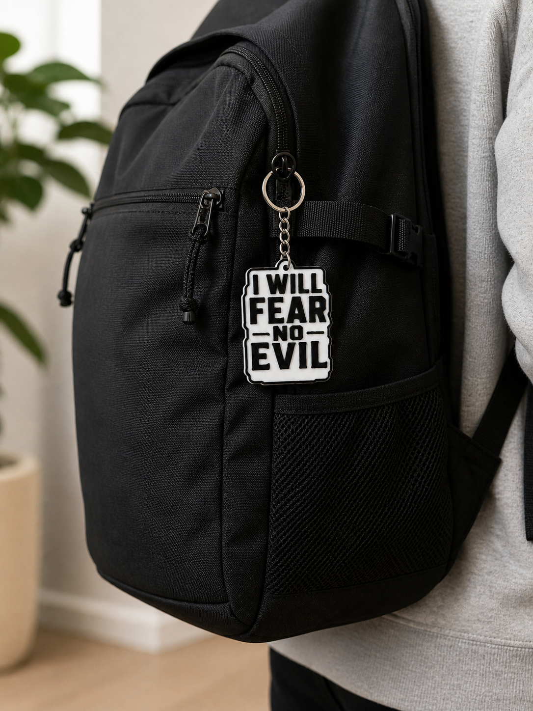 "Fear No Evil" Inspirational keychain -